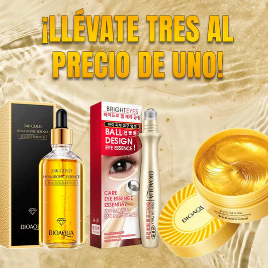 COMBO ANTI EDAD Y PIEL PERFECTA: PARCHES, SÉRUM DE ORO 24K Y CONTORNO